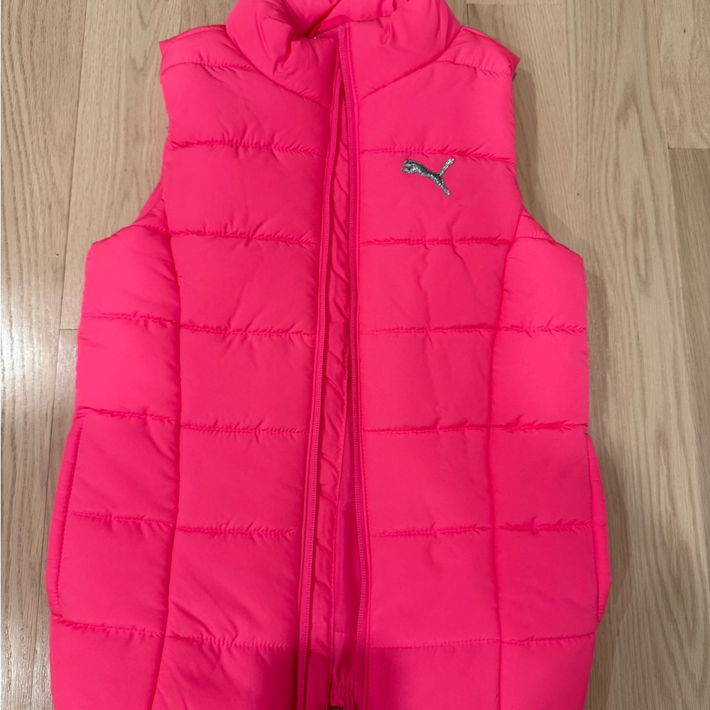 Puma- Bright Pink Puffer Vest with Logo